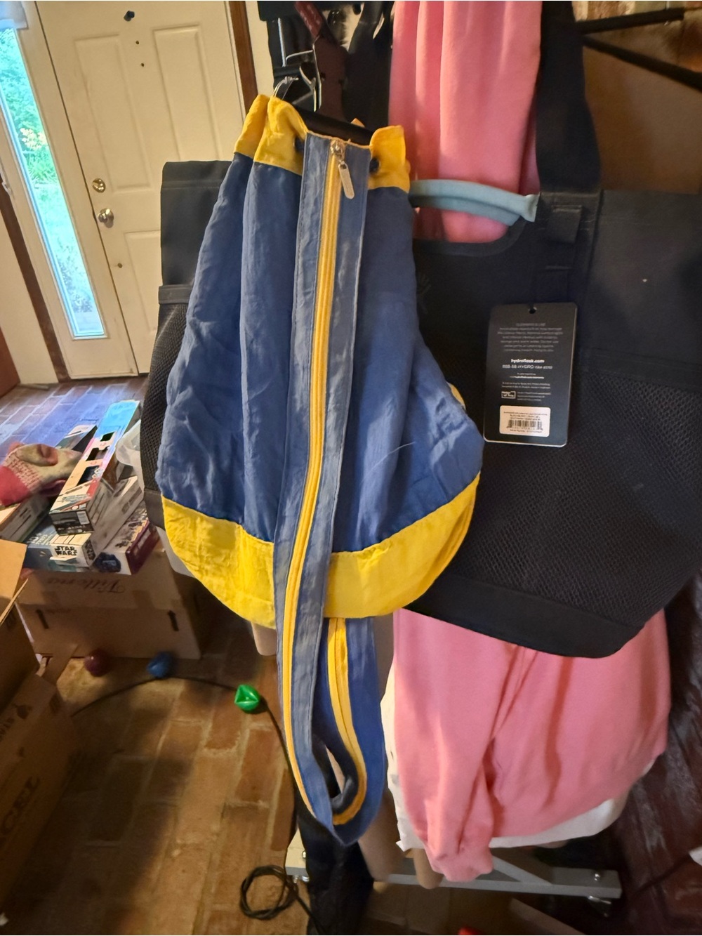 GUESS Blue and Yellow Drawstring Backpack - Picture 5 of 6